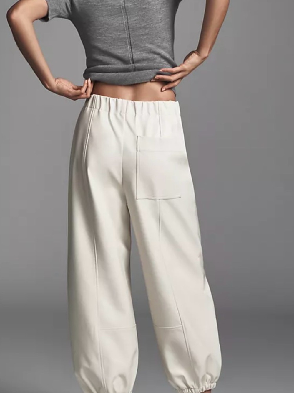 Maeve Wide-Leg Balloon Hem Faux Leather Trousers - Picture 2 of 4